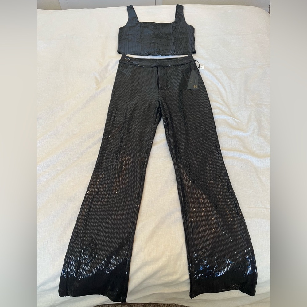NWT House of Harlow 1960 Sequin Two Piece Jumpsuit